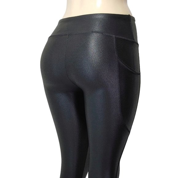 Retro Gong Womens Faux Leather Ankle Leggings Stretch High Waisted Size S - Picture 8 of 13